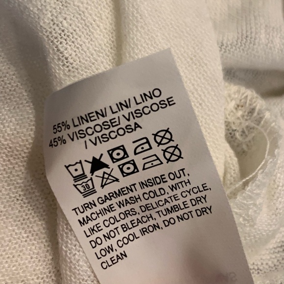 New! Lucky Brand floral short sleeve top blouse, linen blend, ivory, small - Picture 6 of 6